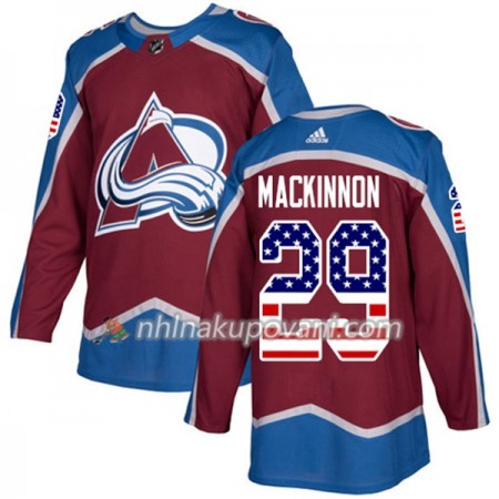 Colorado Avalanche Dresy Nathan MacKinnon 29 2017-2018 USA Flag Fashion Červená Adidas Authentic - Pánské